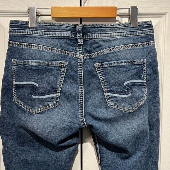 Silver Blue Boyfriend Joga Capris Clamdiggers Jeans Size 27 - Picture 6 of 10